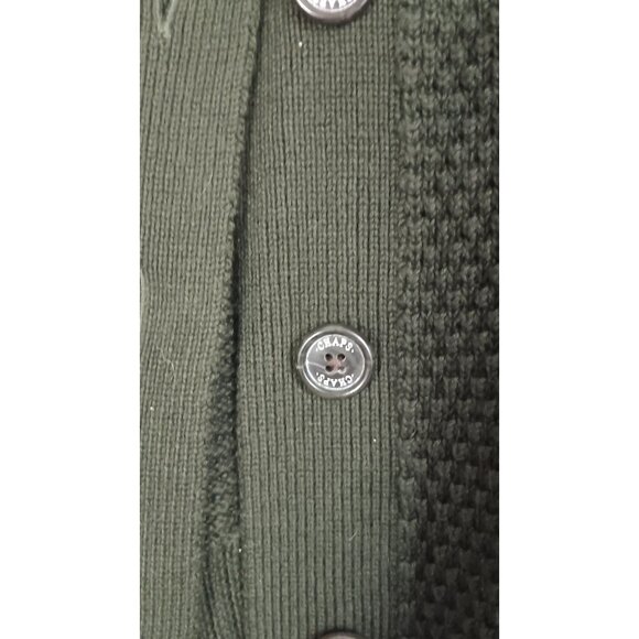 Chaps Large Green Knit Button Down Casual Country Classic Cardigan Sweater - Picture 2 of 4